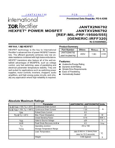 JANTX2N6792数据手册封面