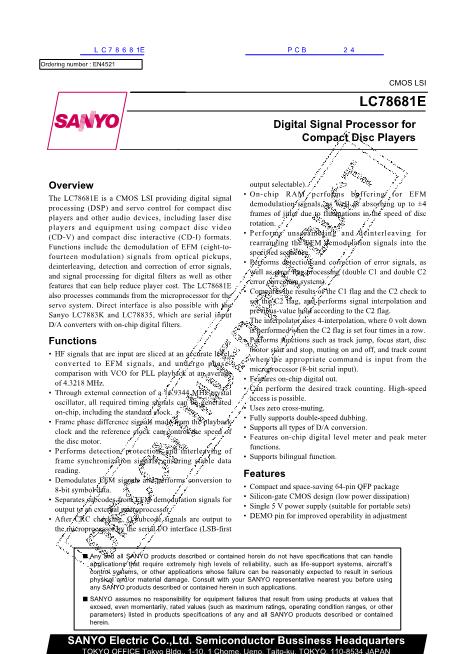 LC78681E數(shù)據(jù)手冊封面