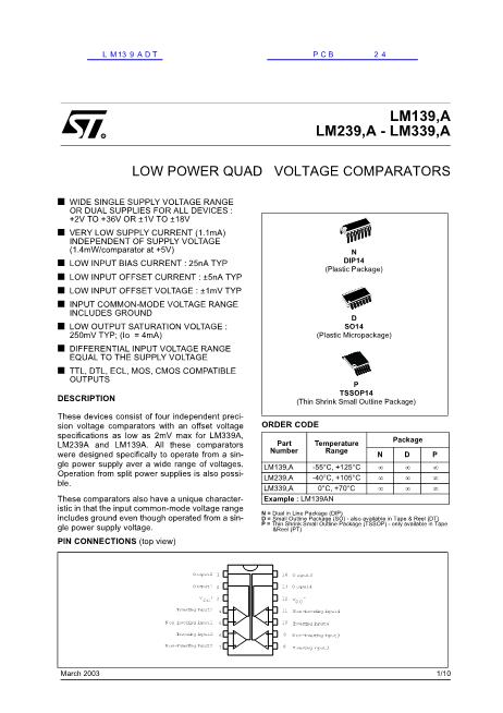 LM139ADT數(shù)據(jù)手冊(cè)封面
