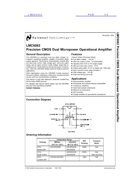 LMC6062数据手册封面