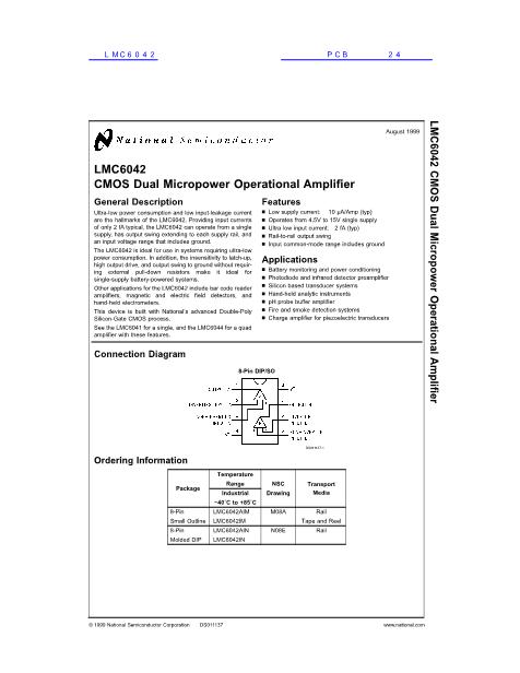 LMC6042数据手册封面