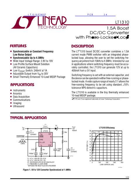 LT1310EMSE数据手册封面