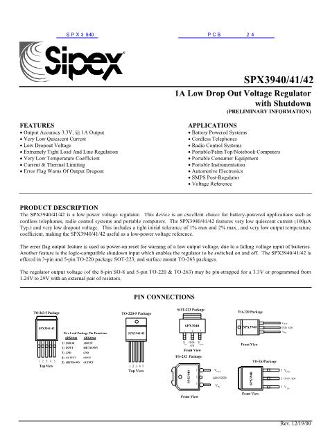 SPX3940数据手册封面