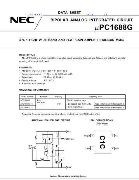 UPC1688G数据手册封面