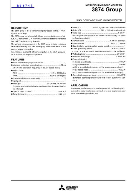 M38747數(shù)據(jù)手冊(cè)封面