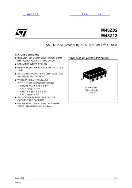 M48Z02数据手册封面