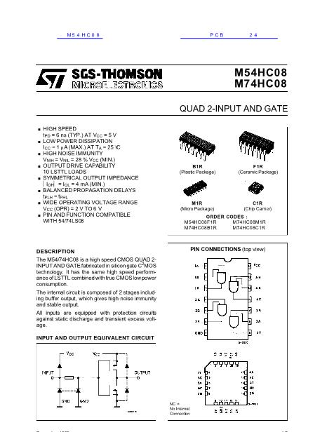 M54HC08數(shù)據(jù)手冊封面