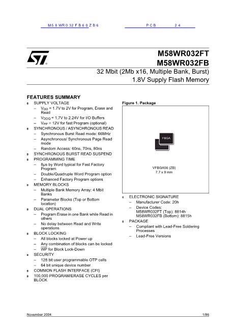 M58WR032FB60ZB6数据手册封面
