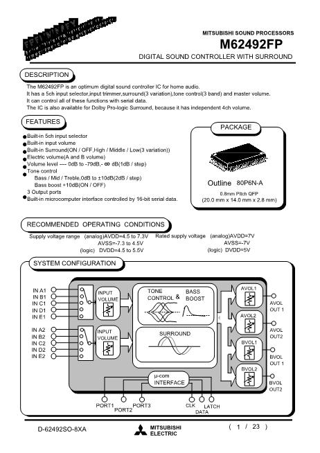 M62492數(shù)據(jù)手冊封面