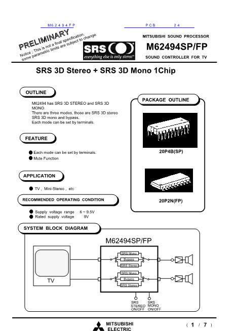 M62494FP數(shù)據(jù)手冊封面