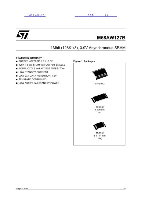 M68AW127数据手册封面
