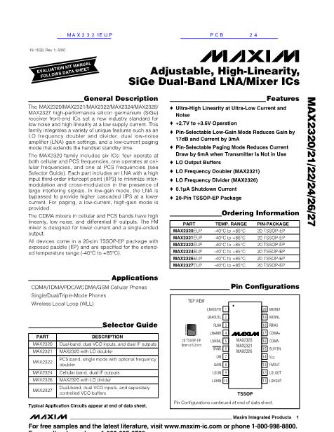 MAX2321EUP数据手册封面