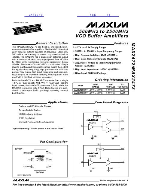 MAX2472數(shù)據(jù)手冊(cè)封面