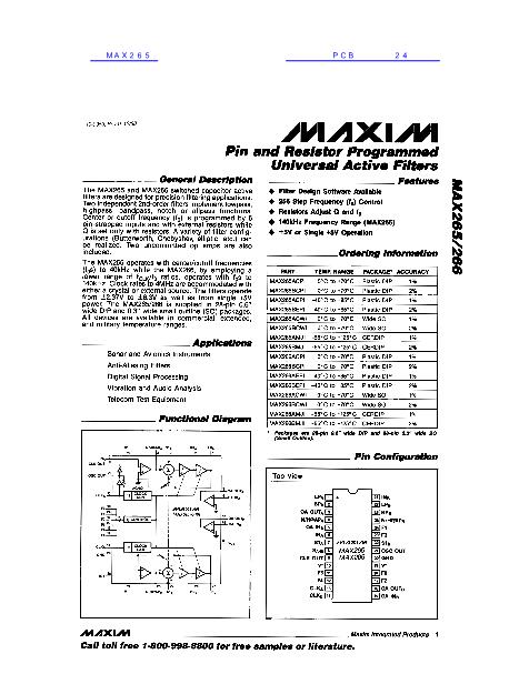 MAX265数据手册封面