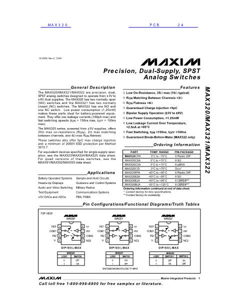 MAX320数据手册封面
