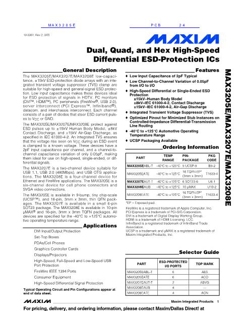 MAX3205E数据手册封面