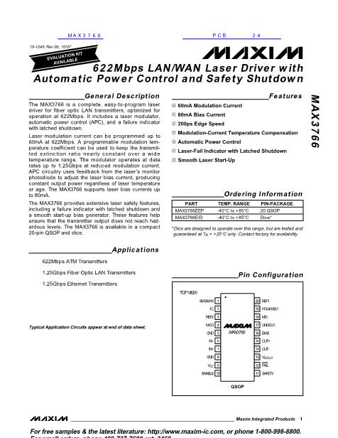 MAX3766数据手册封面