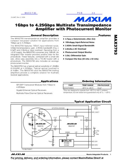 MAX3793數(shù)據(jù)手冊封面