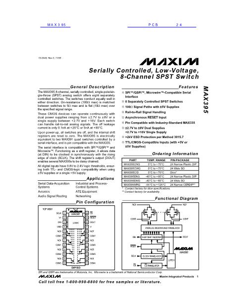 MAX395数据手册封面