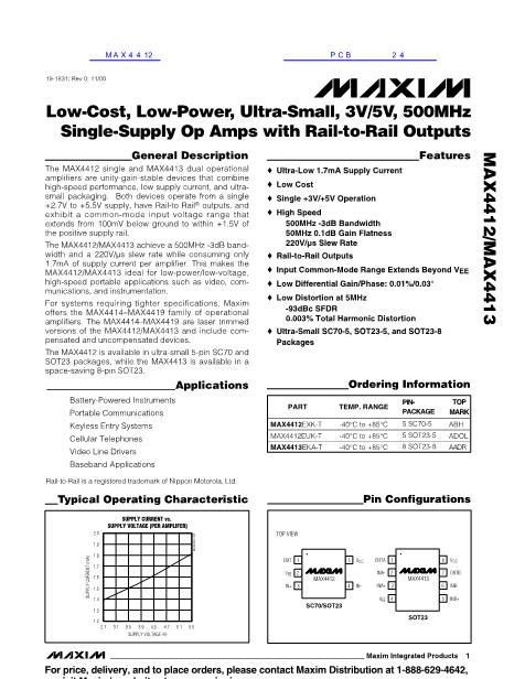 MAX4412数据手册封面