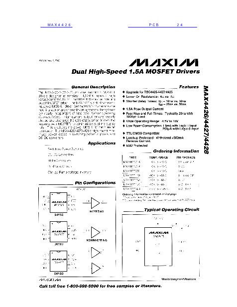 MAX4426数据手册封面