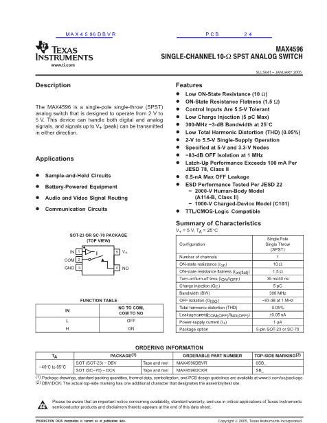 MAX4596DBVR數(shù)據(jù)手冊(cè)封面