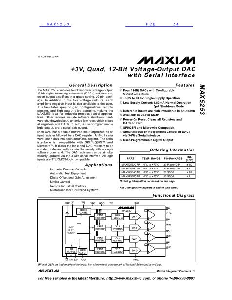 MAX5253数据手册封面