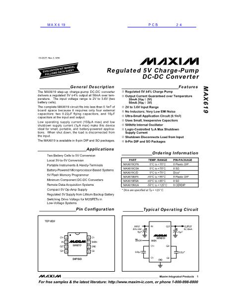 MAX619数据手册封面