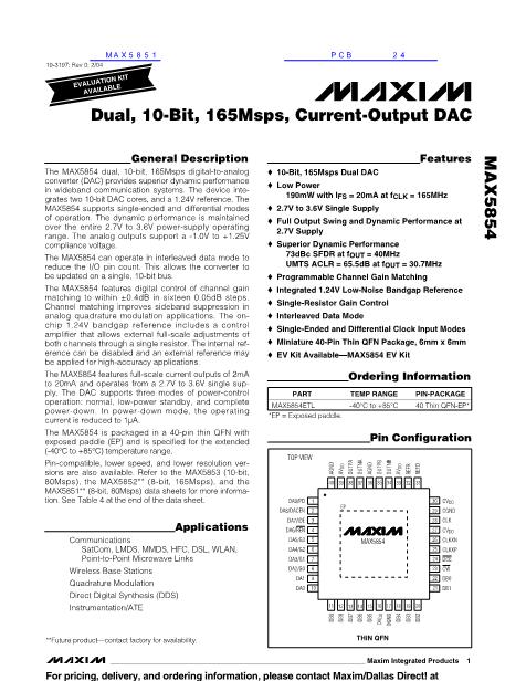 MAX5851數(shù)據(jù)手冊封面