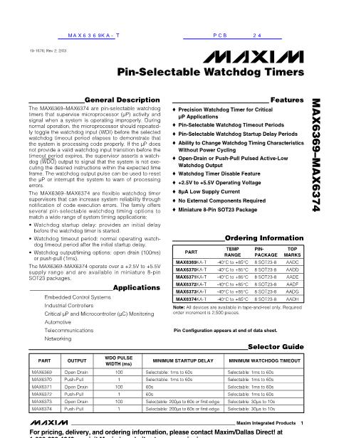 MAX6369KA-T数据手册封面