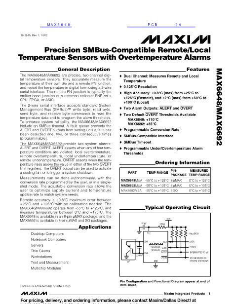 MAX6648数据手册封面