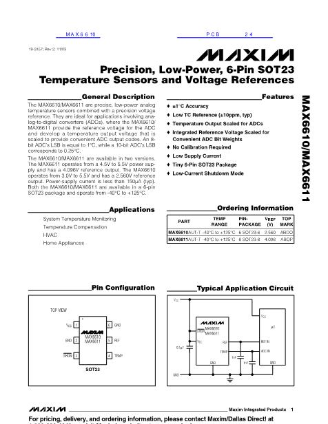MAX6610数据手册封面