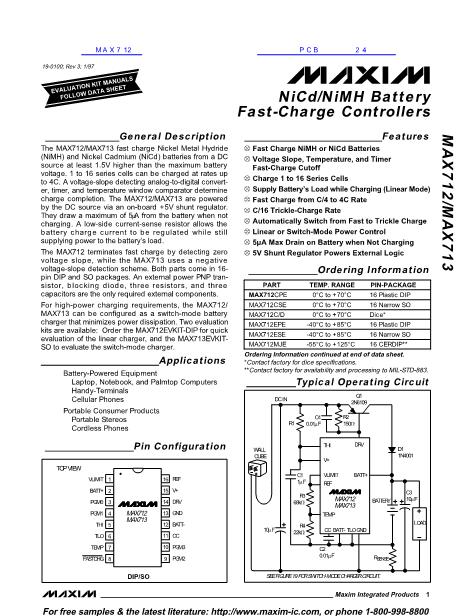 MAX712数据手册封面