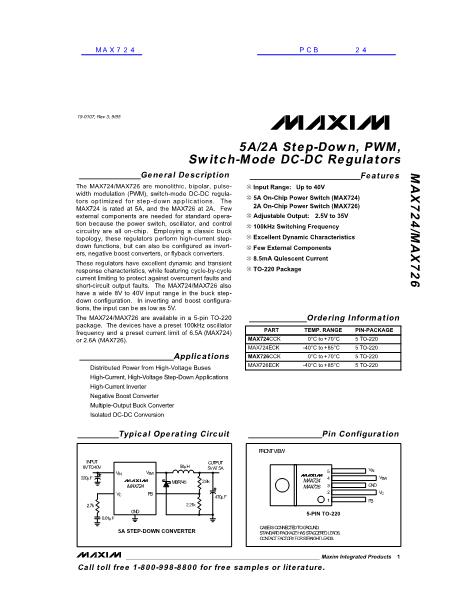 MAX724数据手册封面