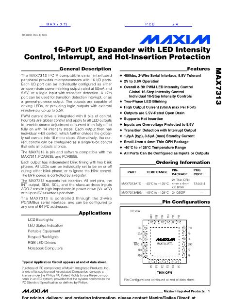 MAX7313数据手册封面