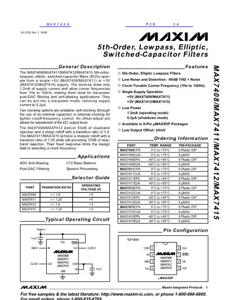 MAX7408数据手册封面
