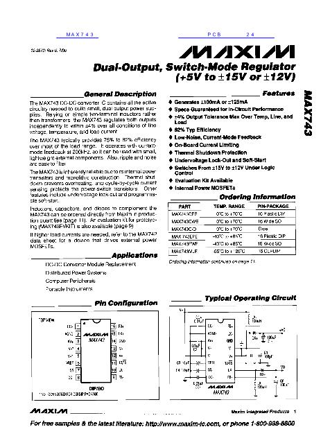 MAX743数据手册封面