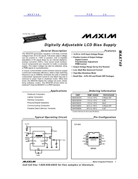 MAX749数据手册封面