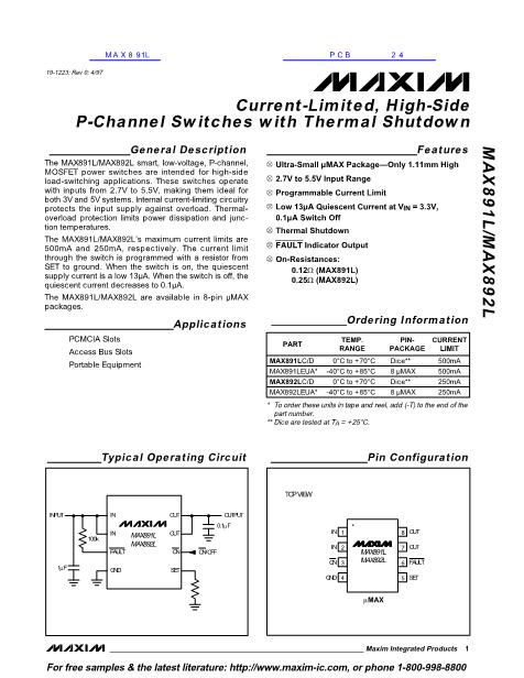 MAX891L数据手册封面