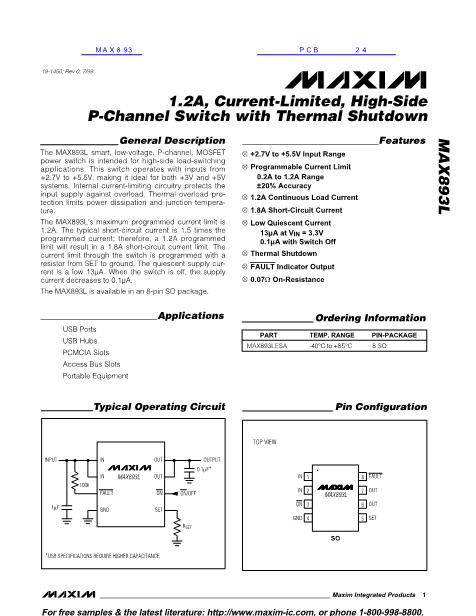 MAX893数据手册封面