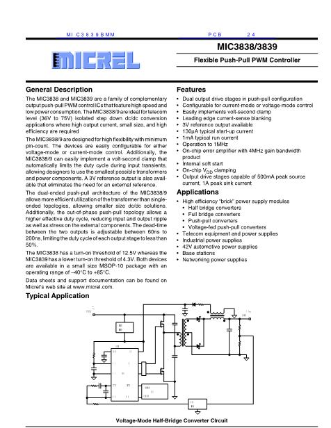 MIC3839BMM数据手册封面