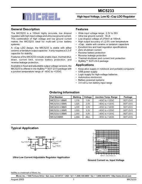 MIC5233-1.8BM5数据手册封面