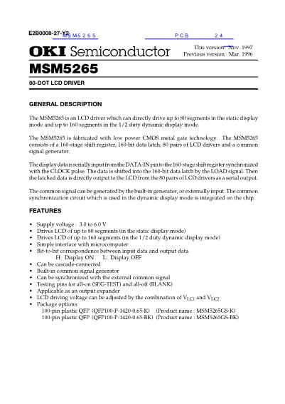 MSM5265数据手册封面