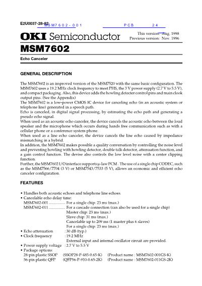 MSM7602-001数据手册封面