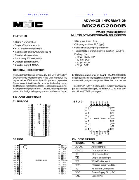 MX26C2000B数据手册封面