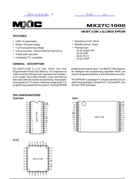 MX27C1000MI-12數(shù)據(jù)手冊(cè)封面