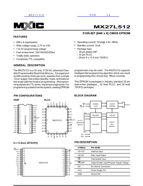 MX27L512數據手冊封面
