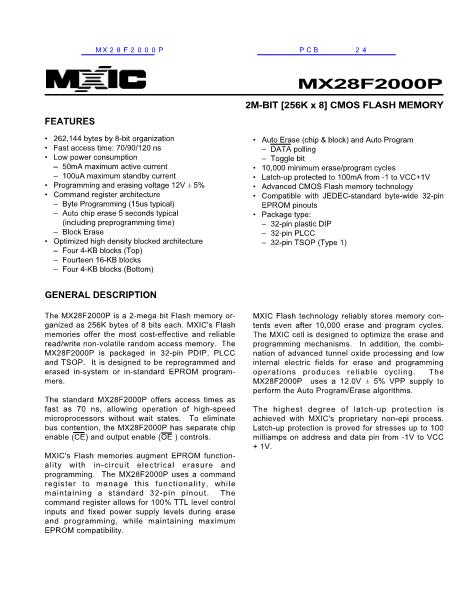 MX28F2000P数据手册封面