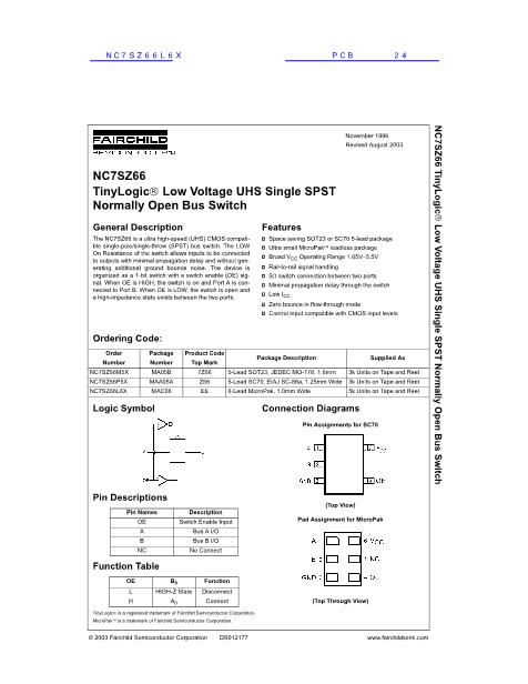 NC7SZ66L6X数据手册封面