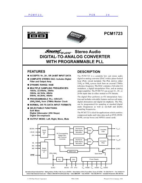 PCM1723数据手册封面